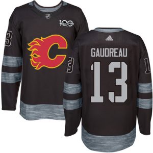 Herren Calgary Flames Eishockey Trikot Johnny Gaudreau #13 Authentic Schwarz 1917-2017 100th Anniversary